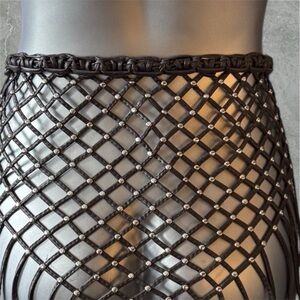 ✅Vintage Dark Brown Studded Triangular Fringe Belt